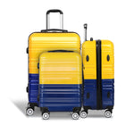 Wanderlite 3 Piece Lightweight Hard Suit Case Luggage Yellow and Navy