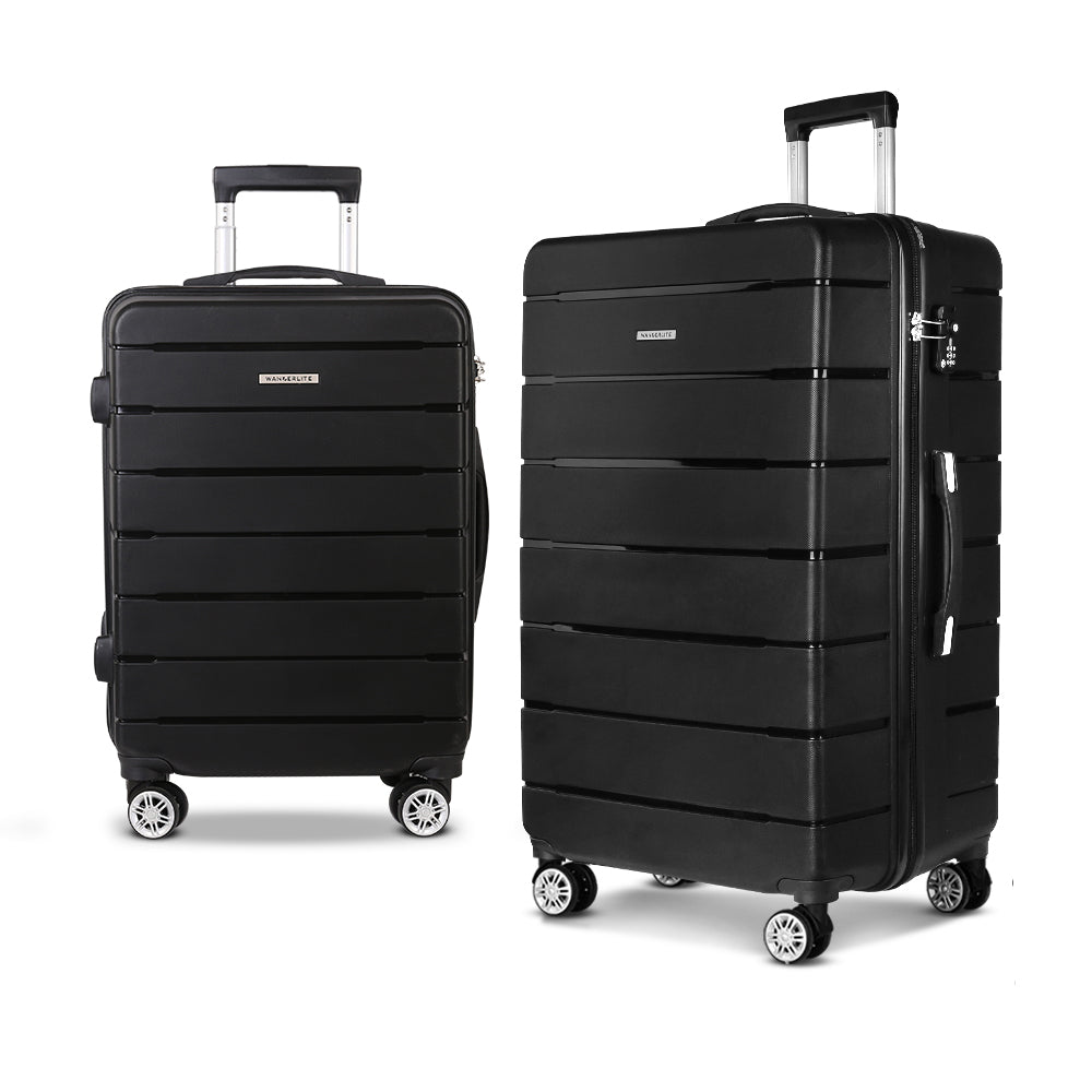 Wanderlite 2PC Luggage Suitcase Trolley - Black