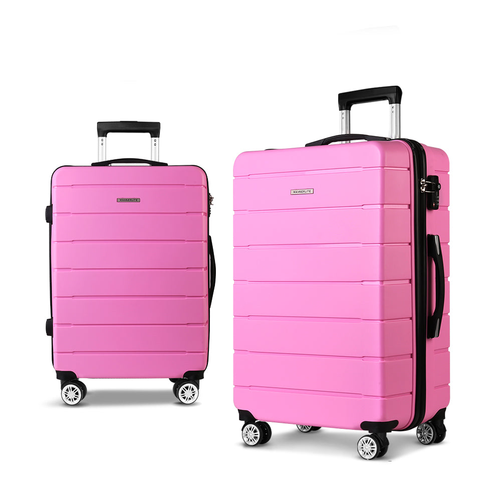 Wanderlite 2PC Luggage Suitcase Trolley - Pink