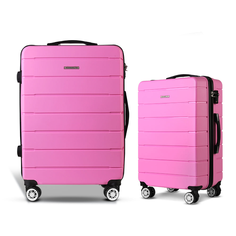 Wanderlite 2PC Luggage Suitcase Trolley - Pink