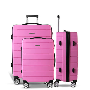 Wanderlite 3PC Luggage Suitcase Trolley - Pink
