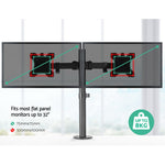 Dual LED Monitor Stand 2 Arm Hold Two LCD Screen TV Desk Mount Bracket