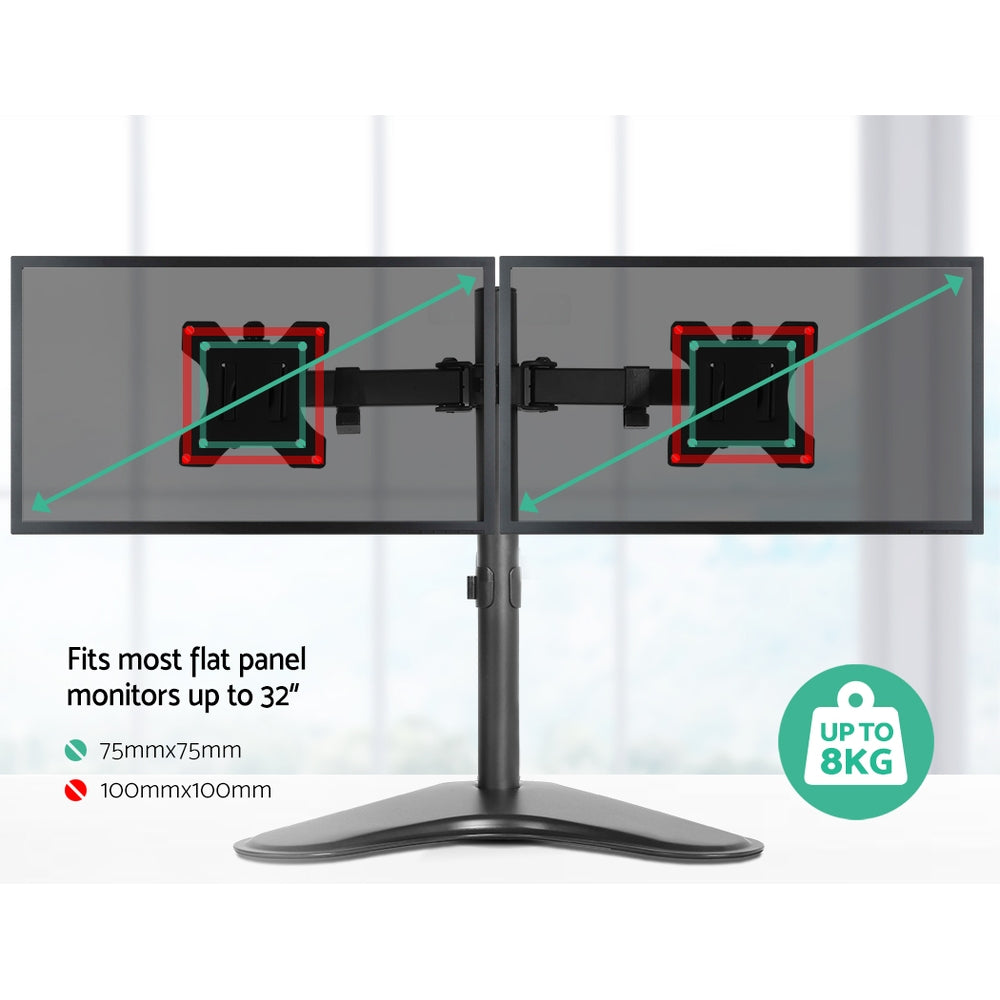 Dual HD LED Monitor Arm Stand TV Mount Holder 2 Arm Display Freestanding