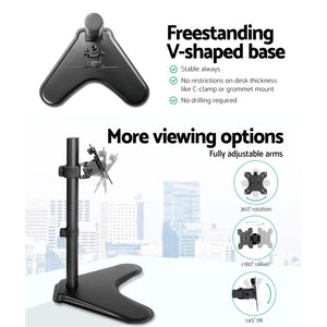 Single HD LED Monitor Arm Stand TV Mount Bracket Holder Freestanding