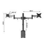 2 Arms Adjustable Monitor Screen Holder - Black