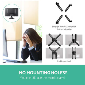 2 Arms Adjustable Monitor Screen Holder - Black