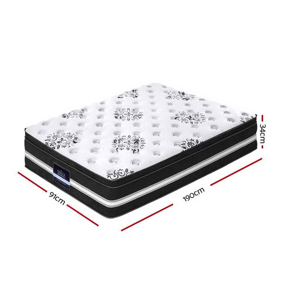 Giselle Bedding Single Size Mattress Bed COOL GEL Memory Foam Euro Top Pocket Spring 34cm