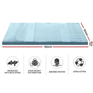 Giselle Bedding Cool Gel Memory Foam Mattress Topper Bamboo Cover 8CM 7-Zone Single