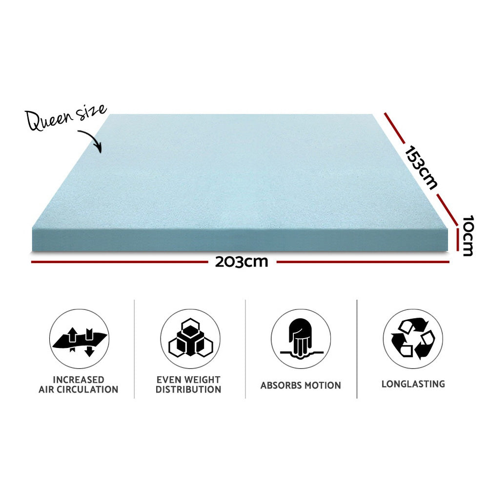Giselle Bedding Memory Foam Mattress Topper Queen Bed Cool Gel Bamboo Cover 10CM