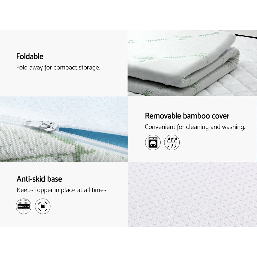 Giselle Bedding COOL GEL Memory Foam Mattress Topper BAMBOO Cover King 5CM Mat