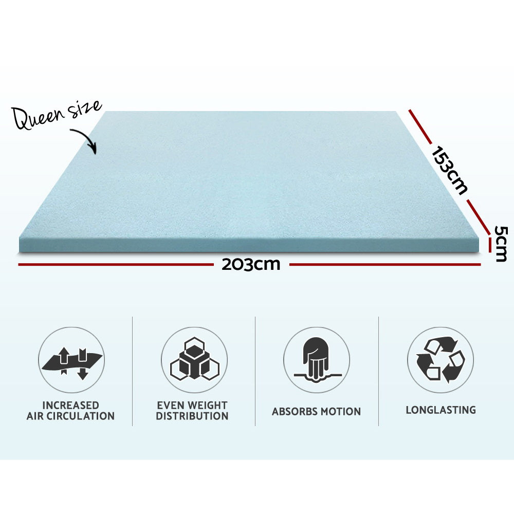 Giselle Bedding COOL GEL Memory Foam Mattress Topper BAMBOO Cover Queen 5CM Mat