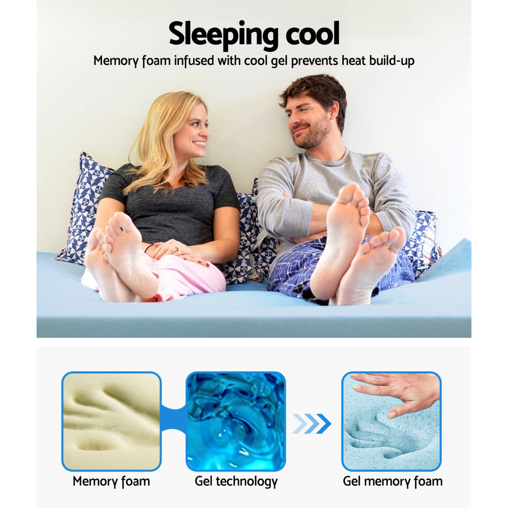 Giselle Bedding COOL GEL Memory Foam Mattress Topper BAMBOO Cover Queen 5CM Mat