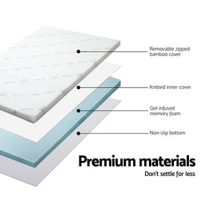 Giselle Bedding COOL GEL Memory Foam Mattress Topper BAMBOO Cover Queen 5CM Mat