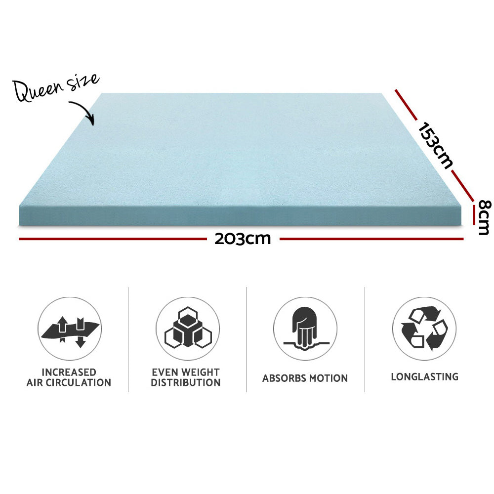 Giselle Bedding COOL GEL Memory Foam Mattress Topper BAMBOO Cover Queen 8CM Mat