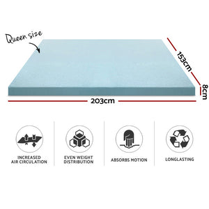 Giselle Bedding COOL GEL Memory Foam Mattress Topper BAMBOO Cover Queen 8CM Mat