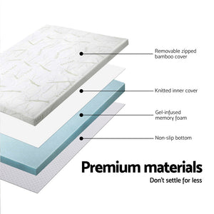 Giselle Bedding COOL GEL Memory Foam Mattress Topper BAMBOO Cover Queen 8CM Mat