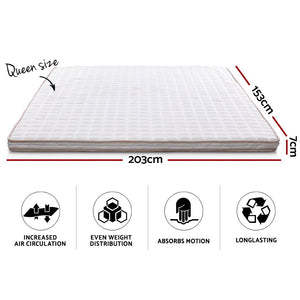 Giselle Bedding Memory Foam Mattress Topper Bed Underlay Cover Queen 7cm