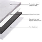 Giselle Bedding Bamboo Charcoal Memory Foam Mattress Topper Queen 8CM Underlay