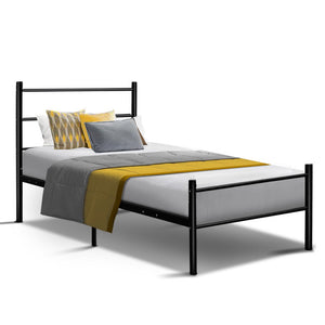 Artiss Metal King Single Bed Frame - Black