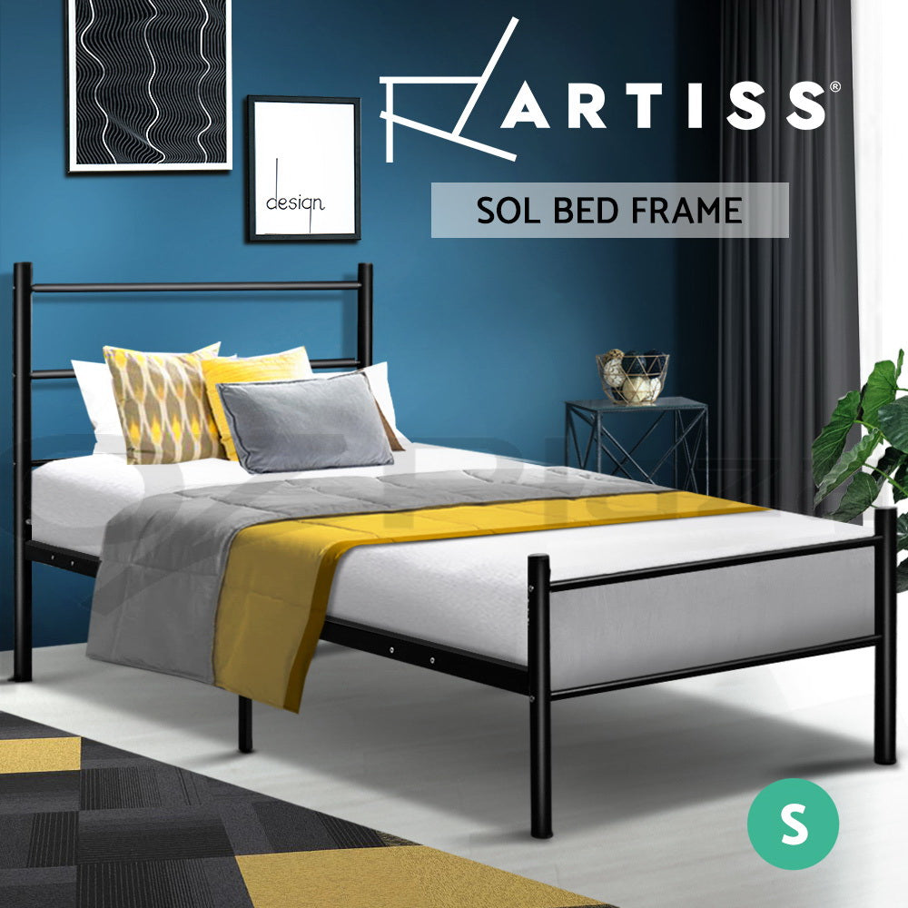 Artiss Metal Single Bed Frame - Black