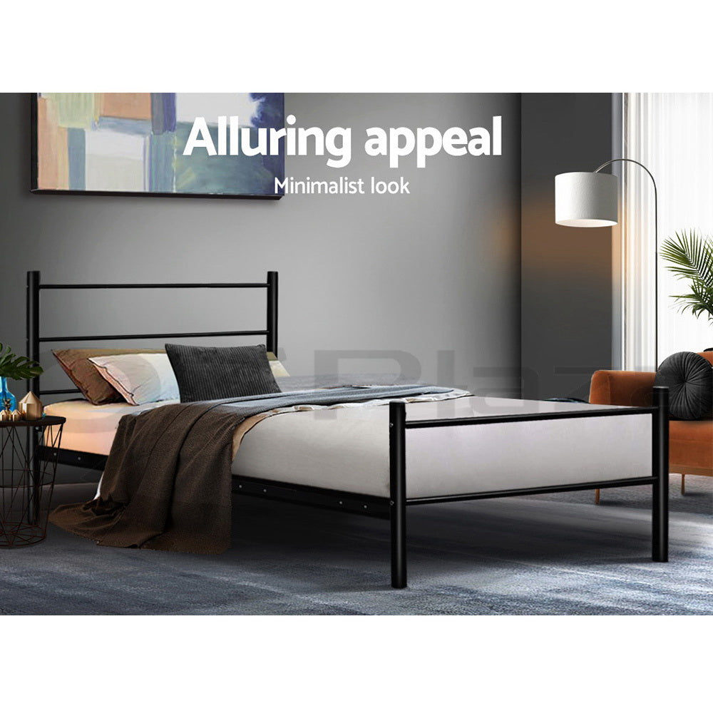 Artiss Metal Single Bed Frame - Black