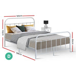Artiss Double Size Metal Bed Frame - White