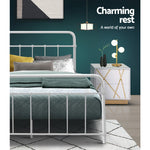 Artiss Queen Size Metal Bed Frame - White
