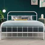 Artiss Queen Size Metal Bed Frame - White