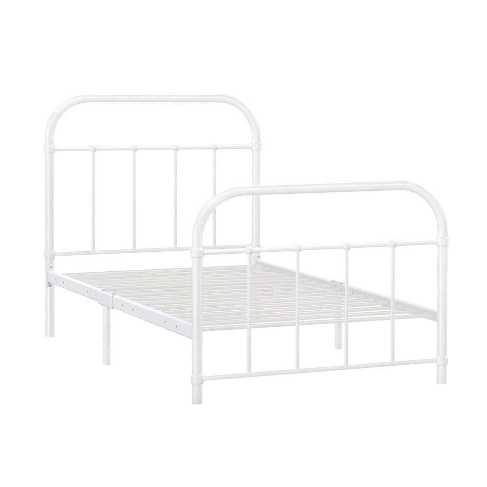 Artiss Metal Single Bed Frame - White