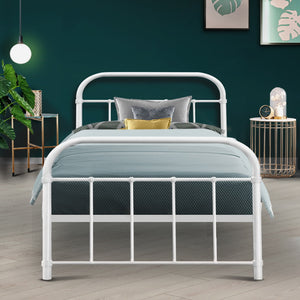 Artiss Metal Single Bed Frame - White