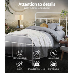 Artiss Bed Frame SINGLE Size Metal Bed Mattress Base Platform Foundation White LEO