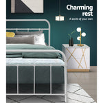 Artiss Bed Frame SINGLE Size Metal Bed Mattress Base Platform Foundation White LEO