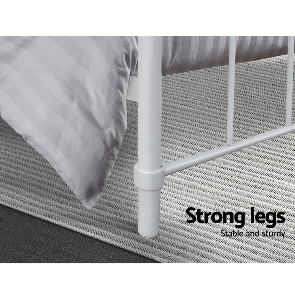 Artiss Bed Frame SINGLE Size Metal Bed Mattress Base Platform Foundation White LEO