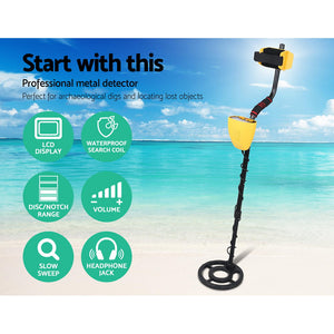 LCD Screen Metal Detector with Headphones - Yellow