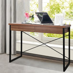 Artiss Metal Desk with Drawer - Walnut 