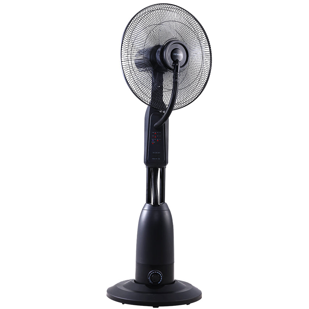 Devanti Mist Fan Pedestal Fans Cool Water Spray Timer Remote 5 Blades Black