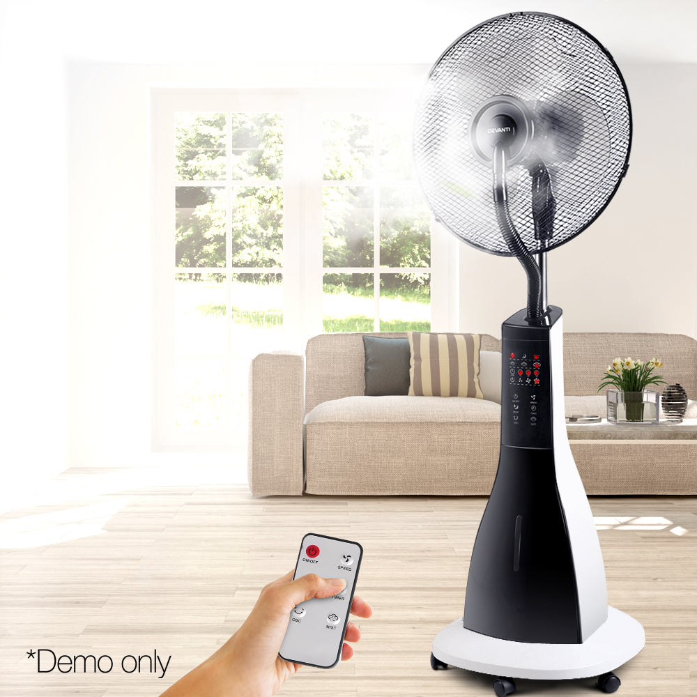 Devanti Portable Misting Fan with Remote Control - White