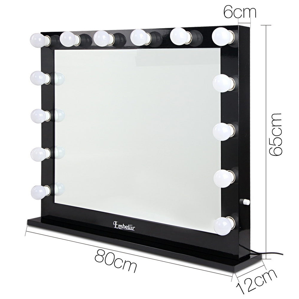 Embellir Make Up Mirror with LED Lights - Black