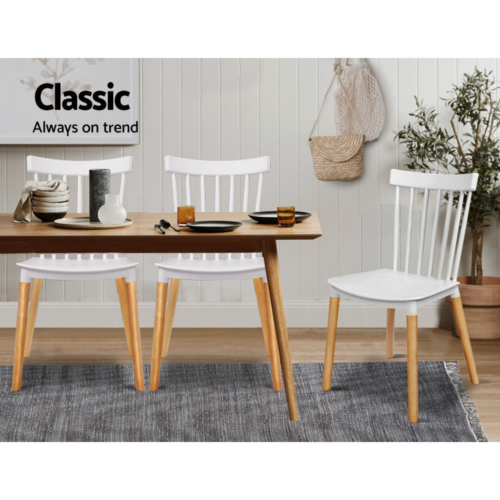 Artiss Dining Chairs Replica Kitchen Chair White Retro Rubber Wood Cafe Seat X4