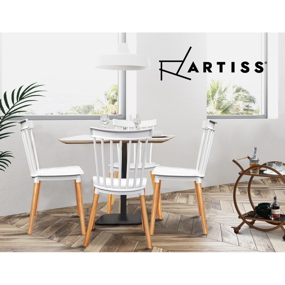 Artiss Dining Chairs Replica Kitchen Chair White Retro Rubber Wood Cafe Seat X4