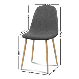 Artiss 4x Adamas Fabric Dining Chairs - Dark Grey