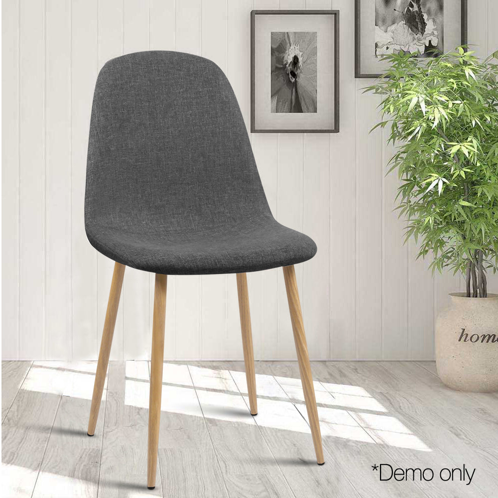 Artiss 4x Adamas Fabric Dining Chairs - Dark Grey