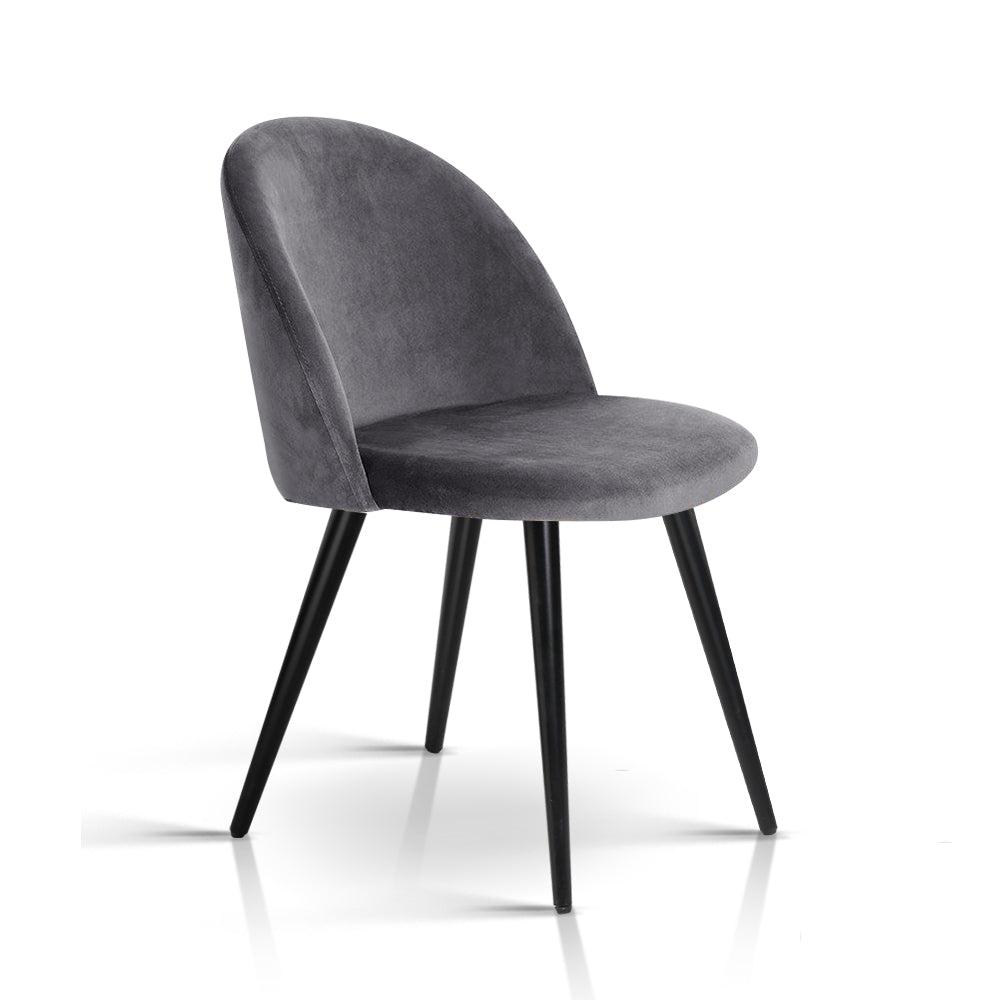 Artiss Velvet Modern Dining Chair - Dark Grey