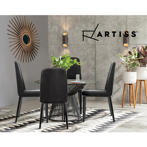 Artiss Dining Chairs Replica Kitchen Chair Black Fabric Padded Retro Iron Leg x2