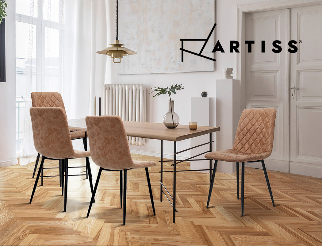 Artiss Dining Chairs Replica Kitchen Chair PU Leather Padded Retro Iron Legs x2