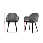 Artiss Dining Chairs Retro Chair Metal Legs Replica Armchair Velvet Grey x2