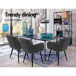 Artiss Dining Chairs Retro Chair Metal Legs Replica Armchair Velvet Grey x2