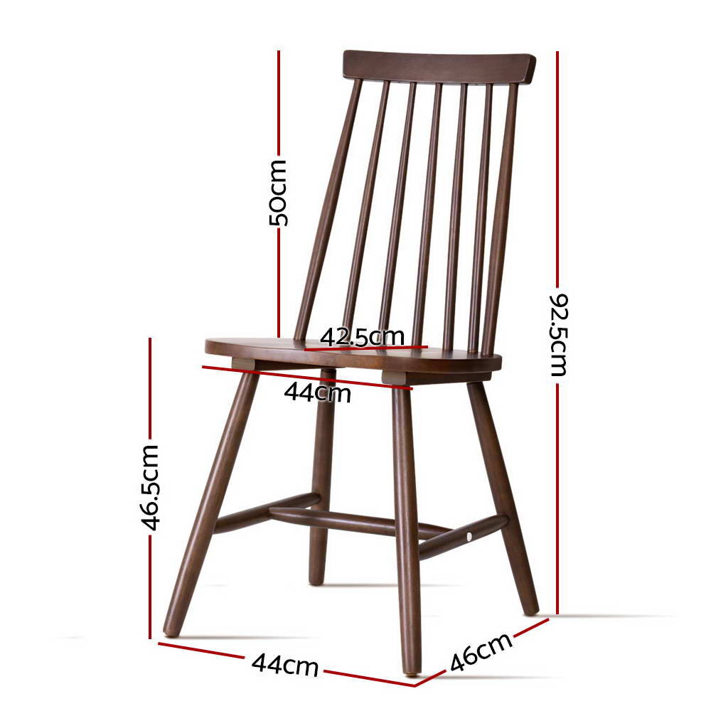 2x Artiss Dining Chairs Kitchen Chair Rubber Wood Retro Cafe Brown Wooden Seat