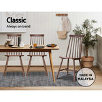 2x Artiss Dining Chairs Kitchen Chair Rubber Wood Retro Cafe Brown Wooden Seat