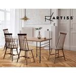 2x Artiss Dining Chairs Kitchen Chair Rubber Wood Retro Cafe Brown Wooden Seat